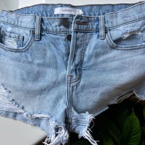 Hidden mini light wash jeans shorts , mid rise size medium